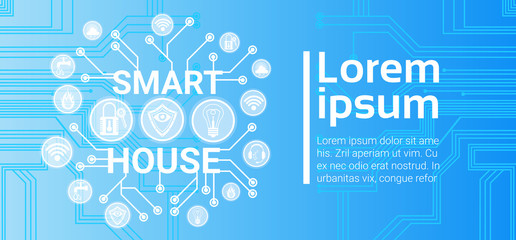 Smart House Technology Control System Icon Infographic With Copy Space Vector Illustration