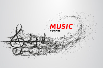 Naklejka premium Treble clef and notes of the particle. Music logo made of small circles.