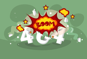 Fototapeta premium 404 Not Found Error Message Internet Connection Problem Concept Banner Flat Vector Illustration