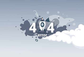 404 Not Found Error Message Internet Connection Problem Concept Banner Flat Vector Illustration