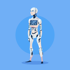Modern Robot Futuristic Artificial Intelligence Technology Concept Flat Vector Illustration