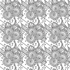 Seamless Black And White Pattern Zentangle Design Vector Illustration