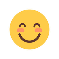 Yellow Smiling Cartoon Face Shy Closed Eyes Emoji People Emotion Icon Flat Vector Illustration