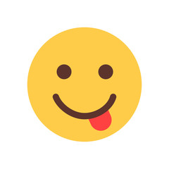 Yellow Smiling Cartoon Face Show Tongue Emoji People Emotion Icon Flat Vector Illustration