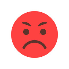 Red Angry Cartoon Face Emoji People Emotion Icon Flat Vector Illustration