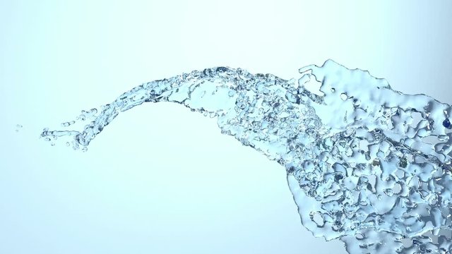 flow of liquid like water fly in air. Stream of water move in slow motion. ver8