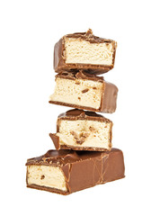 Chocolate covered bar of soft caramel toffee