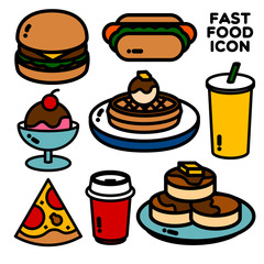 FAST FOOD ICON COLOR
Popular menu from restaurant are generated as an icon in color. 