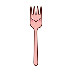 fork cutlery kawaii character vector illustration design
