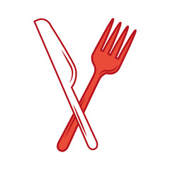 fork cutlery with knife vector illustration design