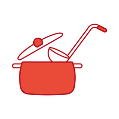 kitchen pot with spoon vector illustration design