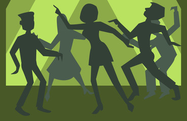 people silhouettes dancing vector background