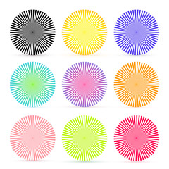 Set of sunburst background. Vector illustration. Isolated on white background