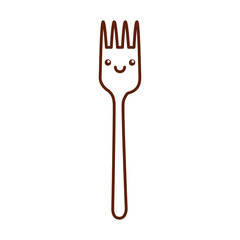 fork cutlery kawaii character vector illustration design