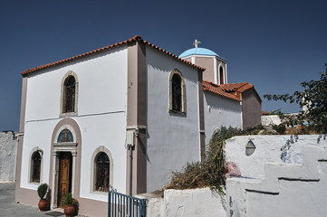 Fototapeta na wymiar Entrance to the Orthodox chapel on the island of Kos in Greece.