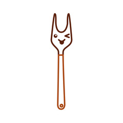 fork cutlery kawaii character vector illustration design