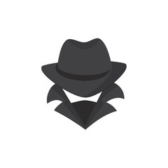 Computer hacker. An unknown man in a hat, a bandage on his face, with a raised collar. Stranger. Spy. Mafia.