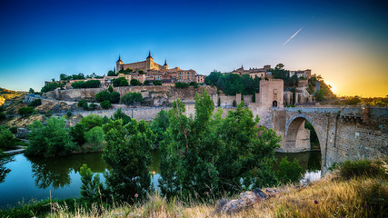 Aerial top view of Toledo, historical capital city of Spain
