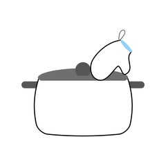 kitchen pot with glove vector illustration design