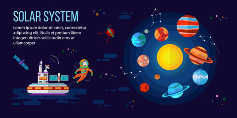 Space, astronaut, planets and space station © inshpulya5791