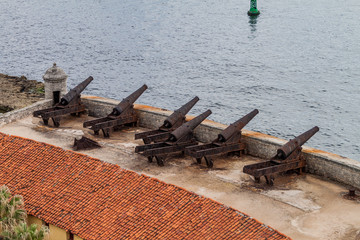 Fototapeta premium Cannons at Morro castle in Havana, Cuba