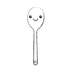 spoon cutlery kawaii character vector illustration design