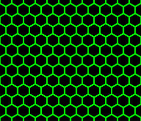 Seamless Hexagon Green and Black Pattern