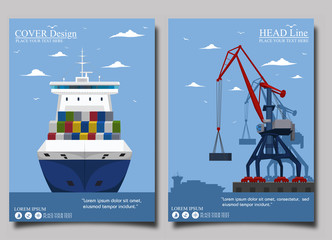 Naklejka premium Commercial sea shipping banner set