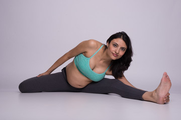 Pregnant woman stretching out
