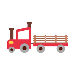 Fototapeta premium tractor farm with carriage vector illustration design