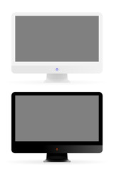 Vector modern monitor. Set of black and white computer monitors