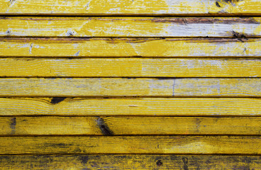Old Yellow Painted Wooden Plank Surface Texture Background