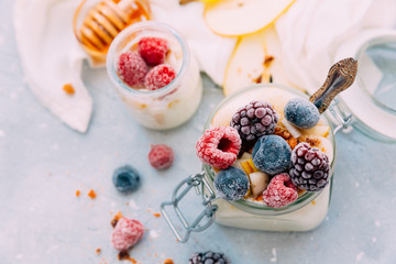 fresh mixed berries and yogurt