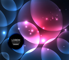 Glowing shiny overlapping circles composition on dark background