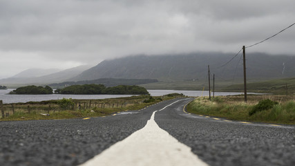 Road into Connemara national park, county Galway, Ireland.