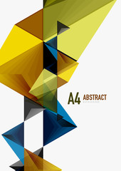 Triangular low poly vector a4 size geometric abstract template