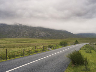 Road in Connemara national park, County Galway, Ireland.