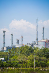 Big structure of oil refinery plant in day time