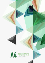 Triangular low poly vector a4 size geometric abstract template