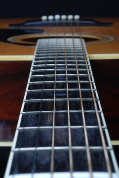 guitar strings closeup on guitars 