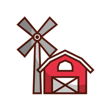 farm stable building with windmill vector illustration design