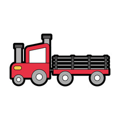 tractor farm with carriage vector illustration design