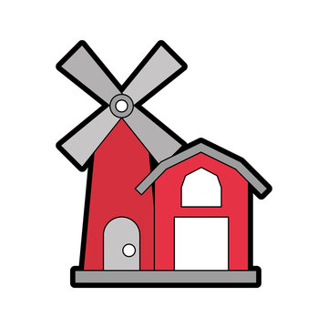 farm stable building with windmill vector illustration design