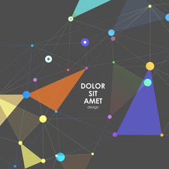 Abstract polygonal with connecting dots and lines. Connection science background