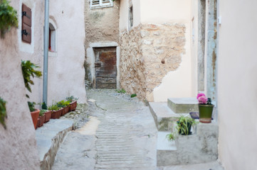 Fototapeta na wymiar Coastal old town small narrow street