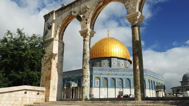 Dome of the Rock in Jerusalem over the Temple Mount. Golden Dome is the most known mosque and landmark in Jerusalem and sacred place for all muslims.