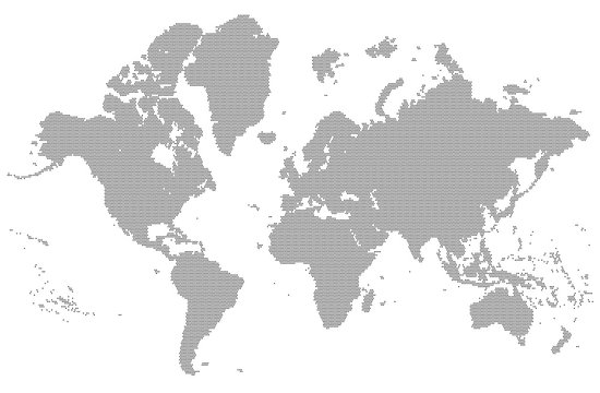 Dotted detailed map of the world vector silhouette