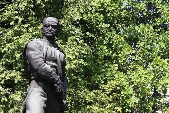 Statue of Vasilije Vasa Carapic in Belgrade, known as the Dragon from Avala was Serbian military commander that participated in the First Serbian Uprising of the Serbian Revolution 