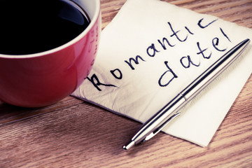 Romantic message written on napkin
