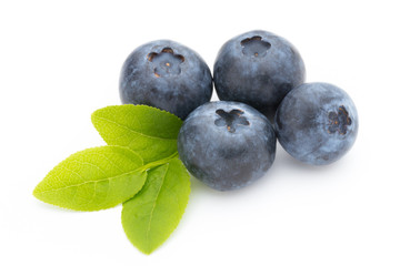 Fresh blueberries on a white background.